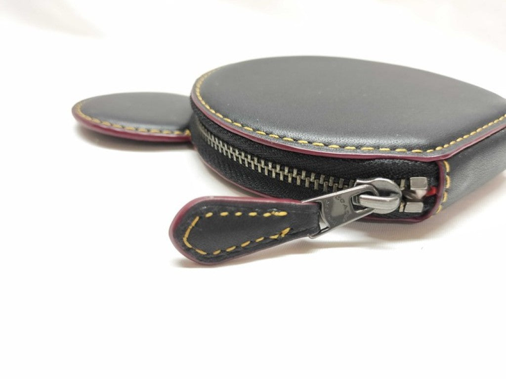 COACH コーチ コインケース ディズニーコラボコインケース F59071 ブラック系 レザー レディース ミッキーモチーフ 美品