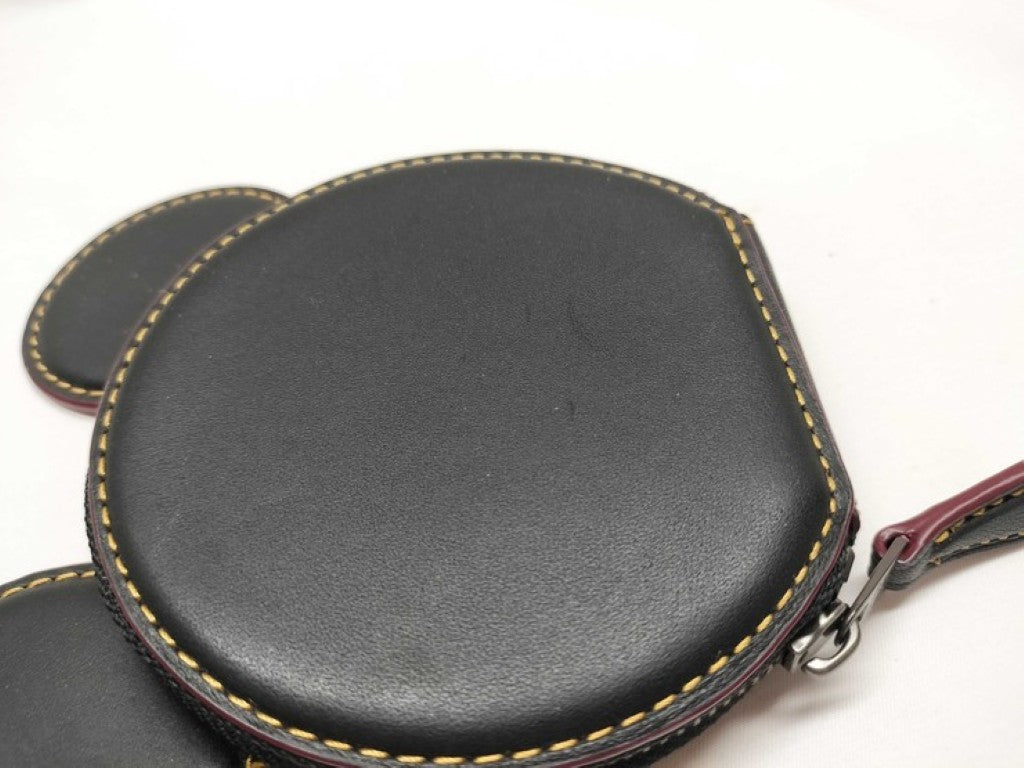 COACH コーチ コインケース ディズニーコラボコインケース F59071 ブラック系 レザー レディース ミッキーモチーフ 美品