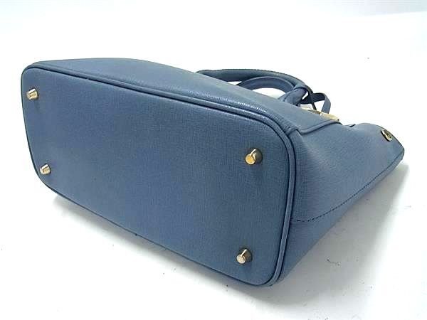 FURLA フルラ ハンドバッグ リンダ G6846 ブルーグレー系 レザー レディース 2WAY ゴールド金具 美品