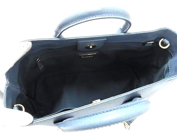 FURLA フルラ ハンドバッグ リンダ G6846 ブルーグレー系 レザー レディース 2WAY ゴールド金具 美品