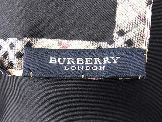 BURBERRY バーバリー スカーフ ポケットチーフ ZHG02 129 09 ブラック マルチカラー シルク100% レディース ノバチェック ハンカチーフ 超美品