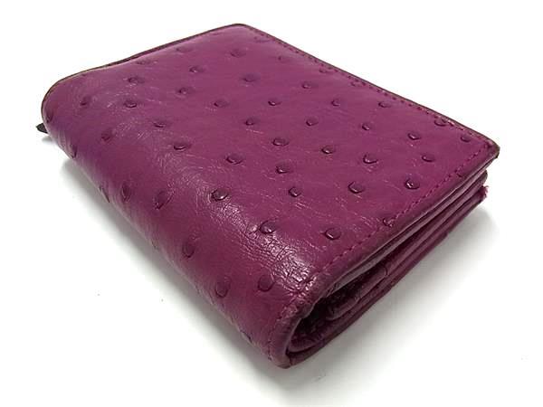 GUCCI グッチ 二つ折り財布 GGマーモント 156126 パープル系 オーストリッチ レディース ゴールド金具