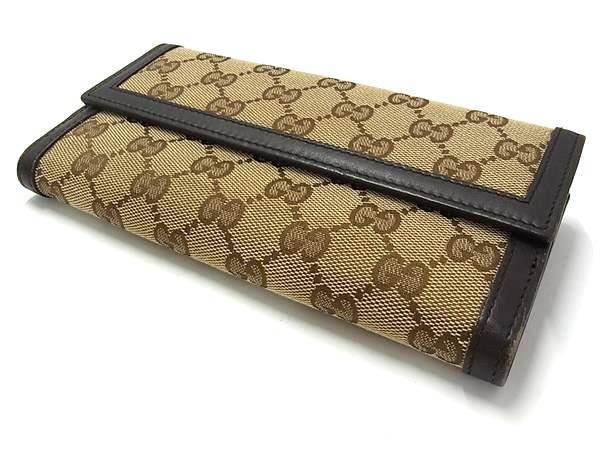 GUCCI グッチ 長財布 インターロッキングG 269970 ブラウン GGキャンバス レザー レディース Wホック スタッズ 二つ折り