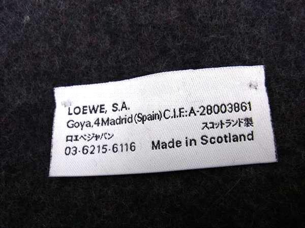 LOEWE ロエベ マフラー アナグラム 臙脂色系×グレー系 ウール75％ アンゴラ25％ レディース フリンジ 美品