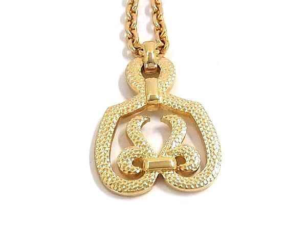 ChristianDior クリスチャンディオール ネックレス ゴールド メタル レディース リボン エンブレム ペンダント 超美品