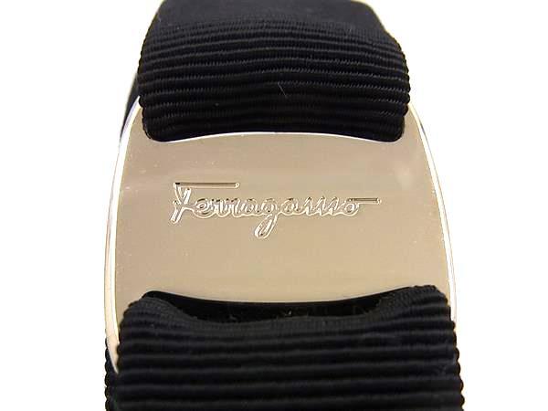 FERRAGAMO フェラガモ ヘアバンド ヴァラ リボン カチューシャ 344311 572738 ブラック コットン レーヨン レディース ゴールド金具 美品