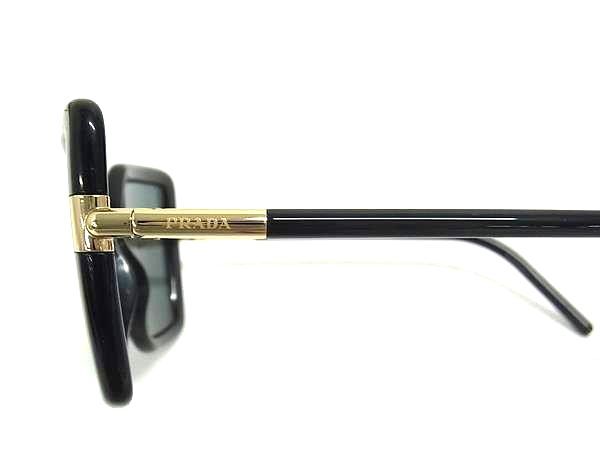 PRADA プラダ サングラス SPR 09W ブラック ゴールド クリアブルー プラスチック ユニセックス 美品