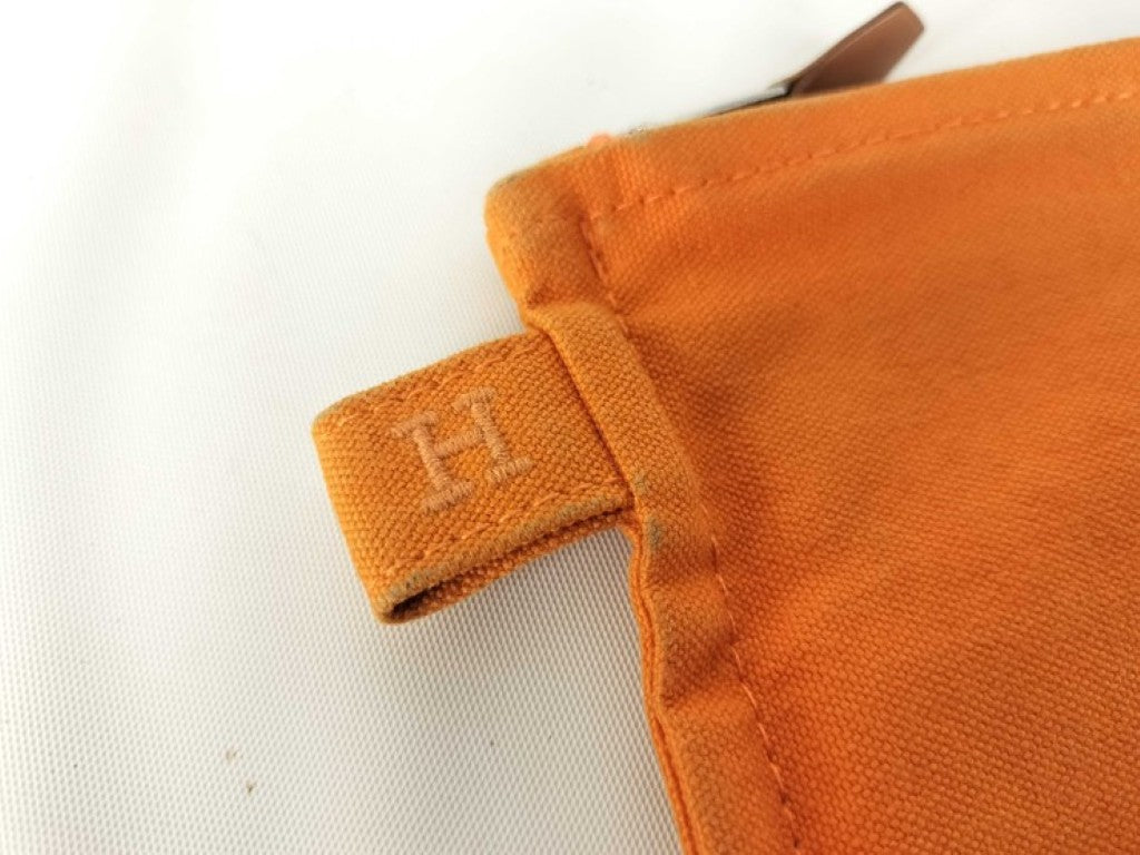 HERMES エルメス ポーチ ボラボラ オレンジ系 キャンバス ユニセックス 美品