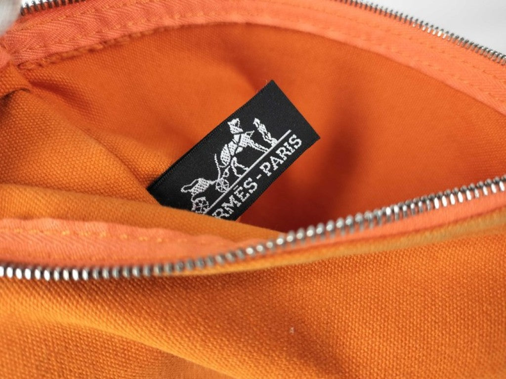 HERMES エルメス ポーチ ボラボラ オレンジ系 キャンバス ユニセックス 美品