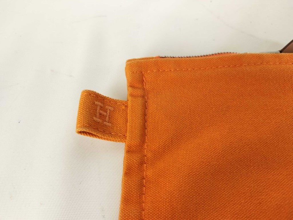 HERMES エルメス ポーチ ボラボラ オレンジ系 キャンバス ユニセックス 美品