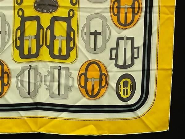 HERMES エルメス スカーフ カレ90 イエロー×マルチカラー系 シルク100% レディース BOUCLERIE MODERNE 美品