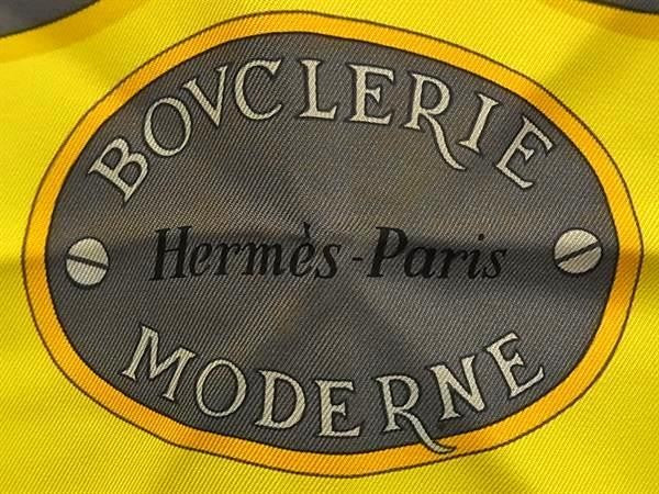 HERMES エルメス スカーフ カレ90 イエロー×マルチカラー系 シルク100% レディース BOUCLERIE MODERNE 美品