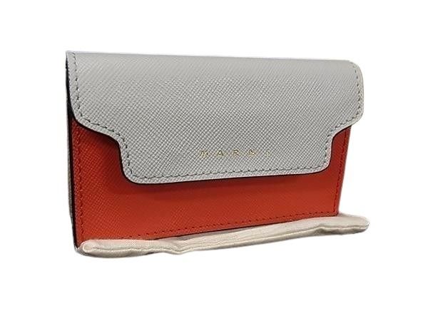 MARNI マルニ カードケース PFM0T05U21LV520 グレー×レッド系 レザー レディース 美品