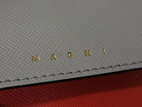 MARNI マルニ カードケース PFM0T05U21LV520 グレー×レッド系 レザー レディース 美品
