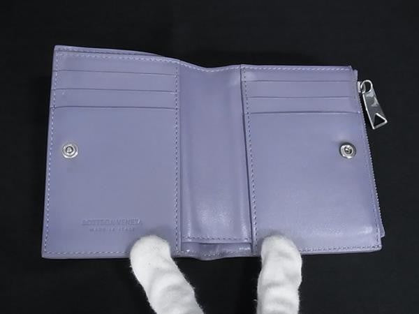 BOTTEGA VENETA ボッテガヴェネタ 二つ折り財布 イントレチャート 742330 パープル系 レザー ユニセックス シルバー金具 美品