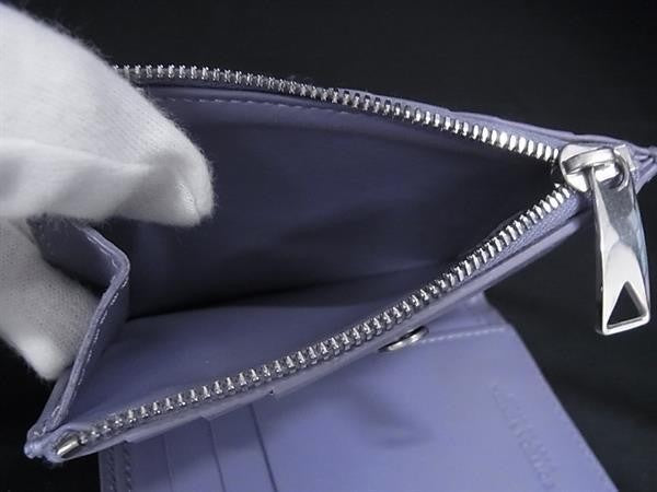 BOTTEGA VENETA ボッテガヴェネタ 二つ折り財布 イントレチャート 742330 パープル系 レザー ユニセックス シルバー金具 美品