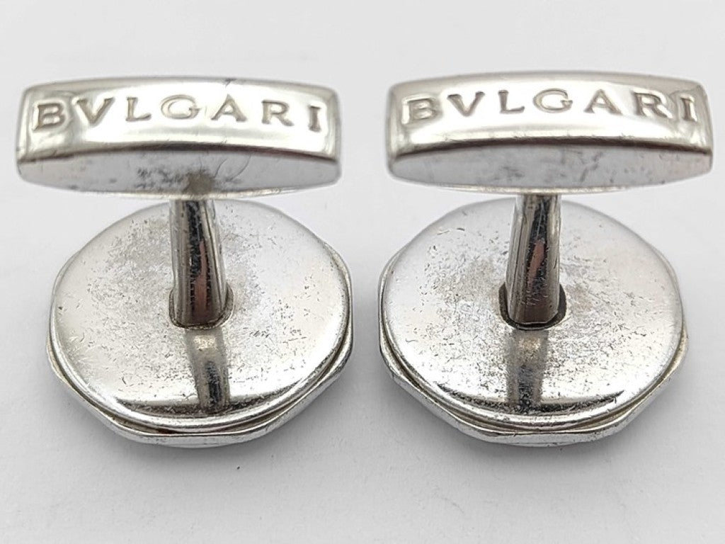BVLGARI ブルガリ カフス オクト ブラック シルバー系 AG925 カーボン メンズ カフリンクス