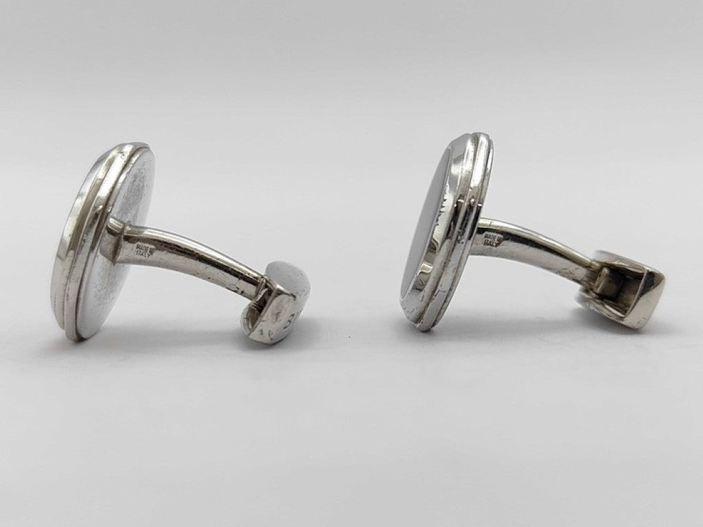 BVLGARI ブルガリ カフス オクト ブラック シルバー系 AG925 カーボン メンズ カフリンクス
