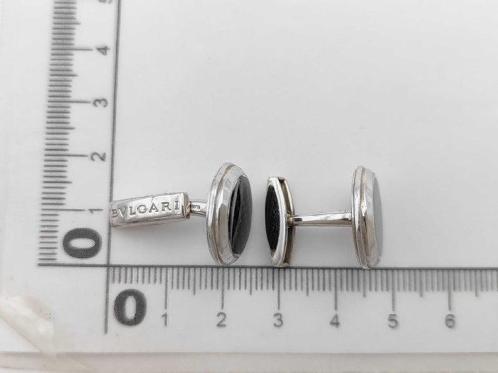 BVLGARI ブルガリ カフス オクト ブラック シルバー系 AG925 カーボン メンズ カフリンクス