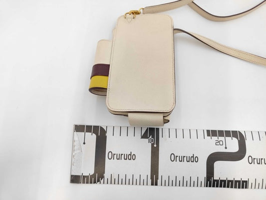HERMES エルメス フォンケース ウェイ ナタ ルージュセリエ ジョーヌナプル（ホワイト系 ブラウン系 イエロー系） ヴォーエプソン レディース ゴールド金具 美品
