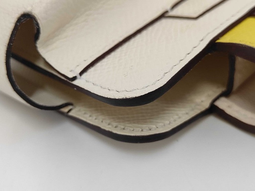 HERMES エルメス フォンケース ウェイ ナタ ルージュセリエ ジョーヌナプル（ホワイト系 ブラウン系 イエロー系） ヴォーエプソン レディース ゴールド金具 美品