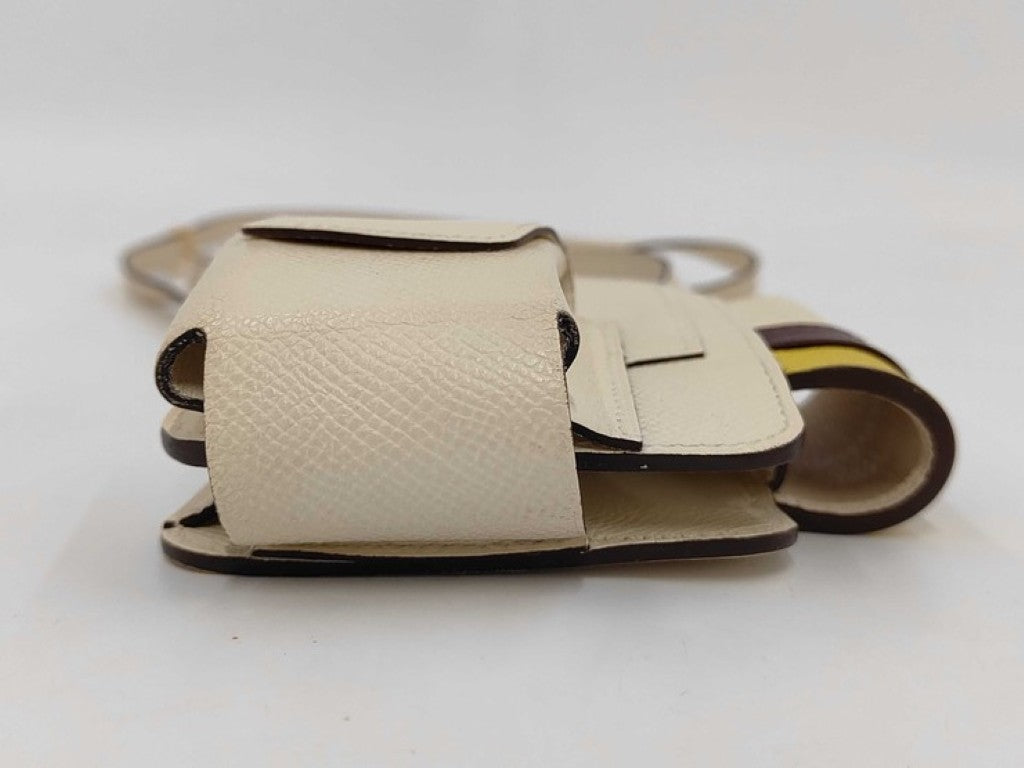 HERMES エルメス フォンケース ウェイ ナタ ルージュセリエ ジョーヌナプル（ホワイト系 ブラウン系 イエロー系） ヴォーエプソン レディース ゴールド金具 美品