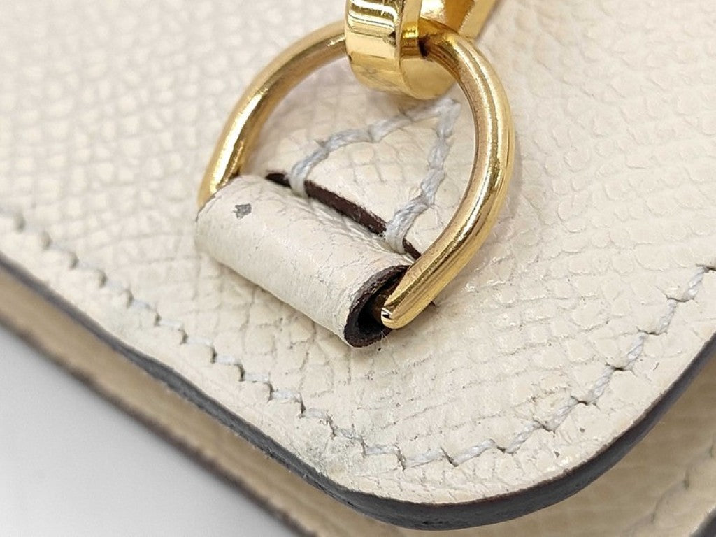 HERMES エルメス フォンケース ウェイ ナタ ルージュセリエ ジョーヌナプル（ホワイト系 ブラウン系 イエロー系） ヴォーエプソン レディース ゴールド金具 美品