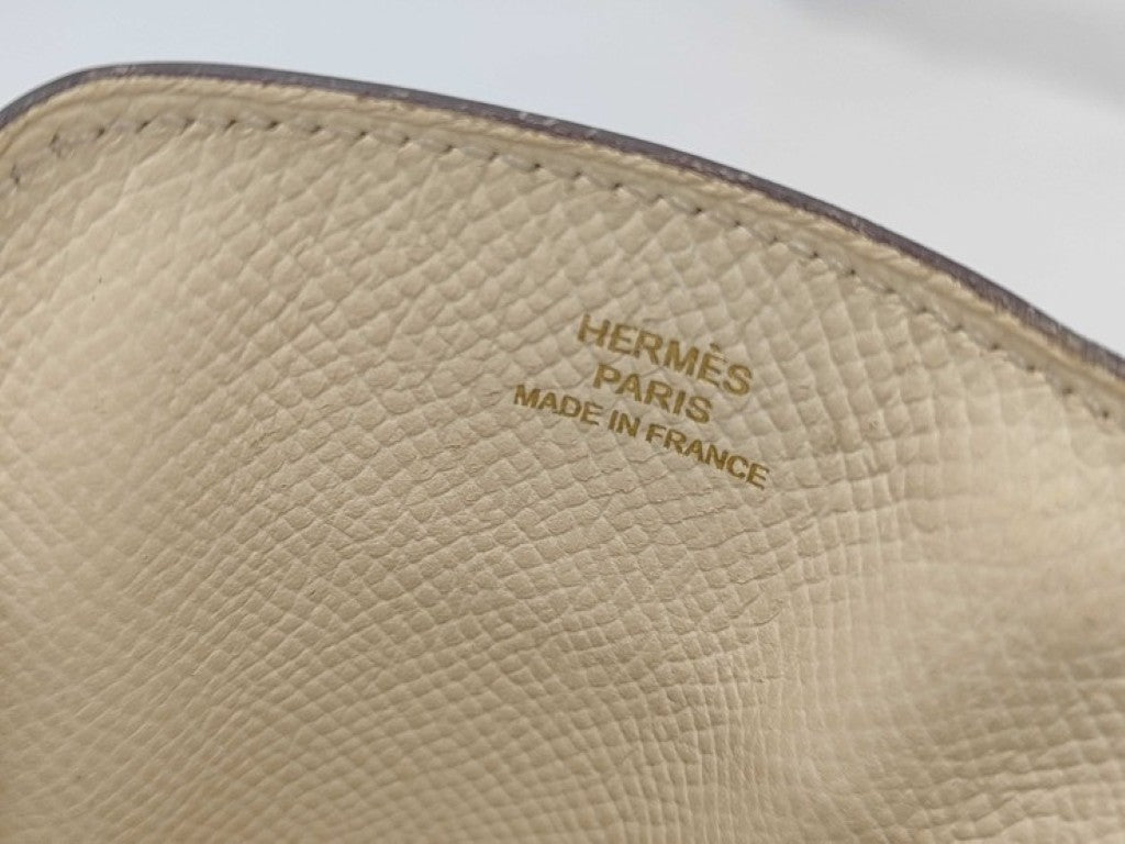 HERMES エルメス フォンケース ウェイ ナタ ルージュセリエ ジョーヌナプル（ホワイト系 ブラウン系 イエロー系） ヴォーエプソン レディース ゴールド金具 美品