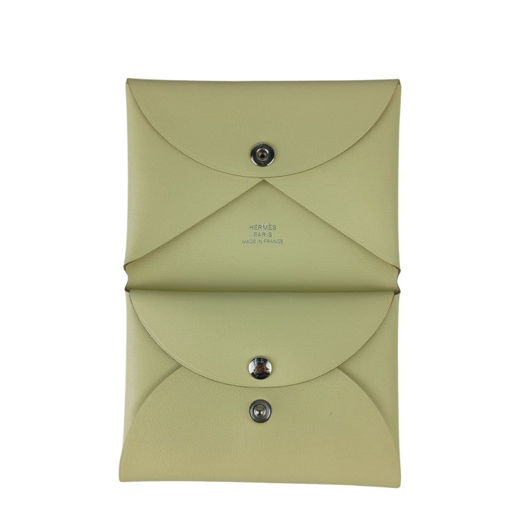 HERMES エルメス カードケース カルヴィ デュオ スプリング・パンサー ジョーヌミルトン系 ヴォースイフト ユニセックス シルバー金具 新品未使用展示品