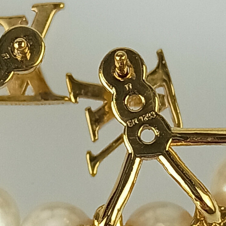 LOUIS VUITTON ルイヴィトン ピアス ピアス ミニグラム パール M01258 ゴールド系 メタル フェイクパール レディース 美品