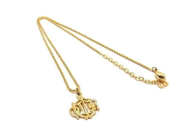 ChristianDior ディオール ネックレス エンブレム ゴールド系 メタル レディース ヴィンテージ 美品