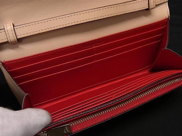 Christian Louboutin クリスチャンルブタン 長財布 マカロン ウォレット 1175108 POUDRE系 カーフレザー レディース リストレット スタッズ シルバー金具 美品