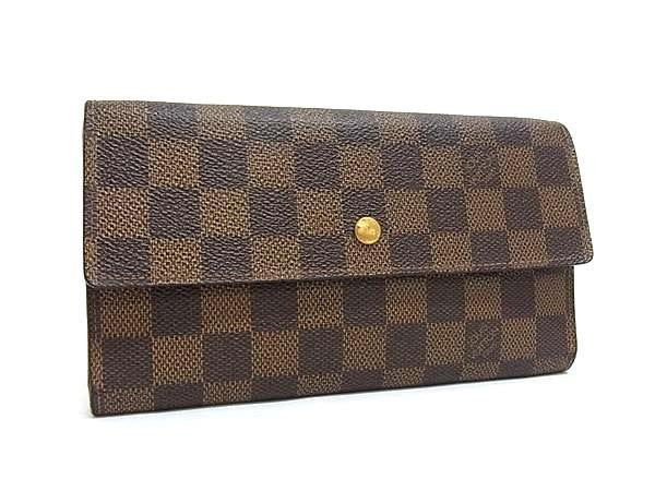LOUIS VUITTON ルイヴィトン 長財布 ダミエ ポルトトレゾール インターナショナル N61215 ブラウン系 PVC レザー ユニセックス 三つ折り財布 ゴールド金具