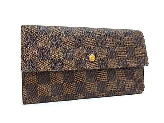 LOUIS VUITTON ルイヴィトン 長財布 ダミエ ポルトトレゾール インターナショナル N61215 ブラウン系 PVC レザー ユニセックス 三つ折り財布 ゴールド金具