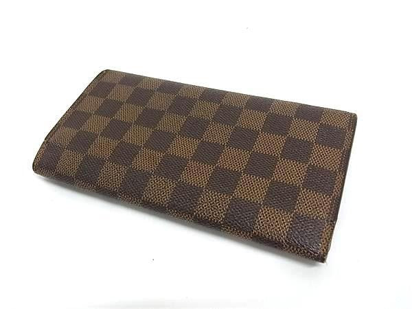 LOUIS VUITTON ルイヴィトン 長財布 ダミエ ポルトトレゾール インターナショナル N61215 ブラウン系 PVC レザー ユニセックス 三つ折り財布 ゴールド金具