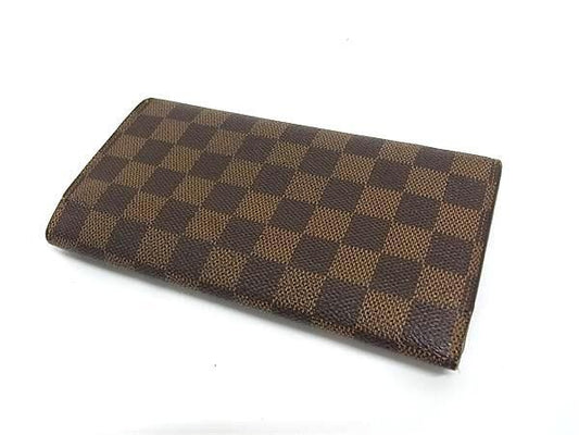 LOUIS VUITTON ルイヴィトン 長財布 ダミエ ポルトトレゾール インターナショナル N61215 ブラウン系 PVC レザー ユニセックス 三つ折り財布 ゴールド金具