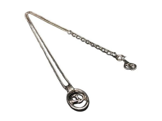 ChristianDior ディオール ネックレス オーバル ロゴ シルバー系 メタル レディース ヴィンテージ 美品