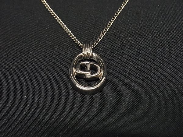 ChristianDior ディオール ネックレス オーバル ロゴ シルバー系 メタル レディース ヴィンテージ 美品