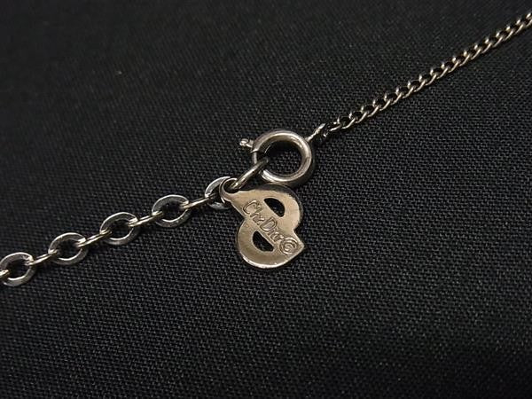 ChristianDior ディオール ネックレス オーバル ロゴ シルバー系 メタル レディース ヴィンテージ 美品
