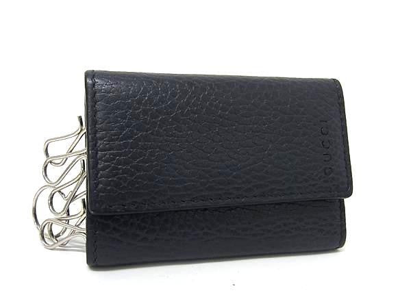 GUCCI グッチ キーケース 6連キーケース 150402 ネイビー系 レザー メンズ シルバー金具 美品