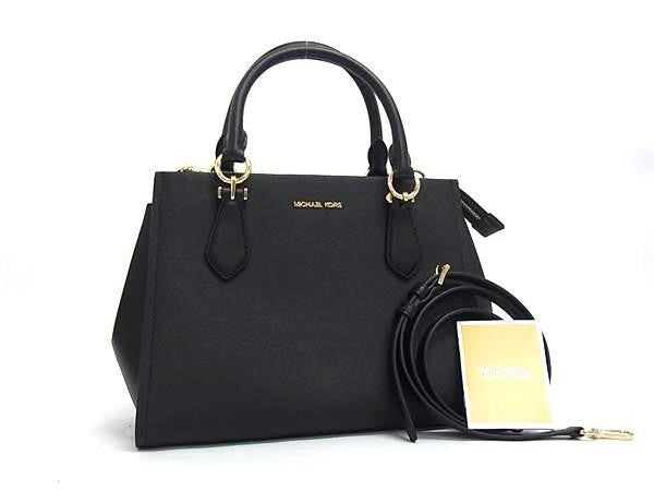 MICHAEL KORS マイケルコース ハンドバッグ マリリン ミディアム サッチェル 35F5G6AS2L ブラック系 サフィアーノレザー レディース 2WAY ショルダーバッグ ゴールド金具 超美品