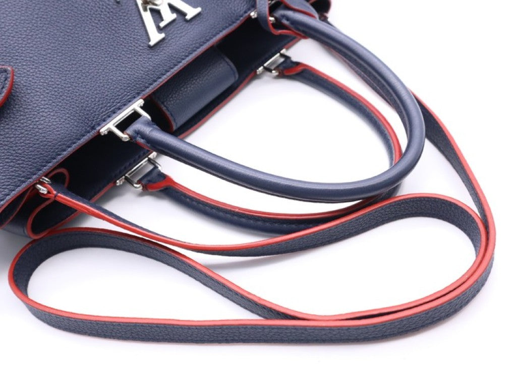 LOUIS VUITTON ルイヴィトン ハンドバッグ ロックミー・デー M53645 マリーヌルージュ系 レザー レディース 2WAY ショルダーバッグ ターンロック シルバー金具 美品