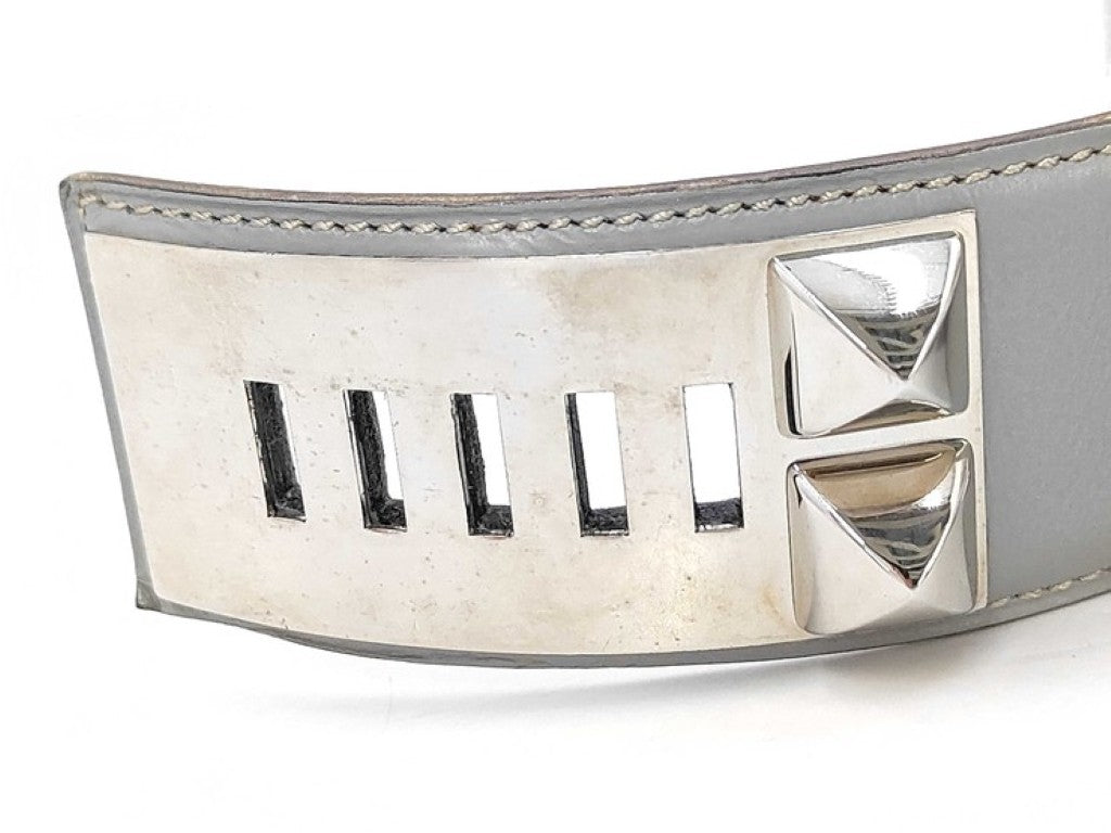 HERMES エルメス ベルト コリエドシアン ブルー系 レザー レディース シルバー金具 美品