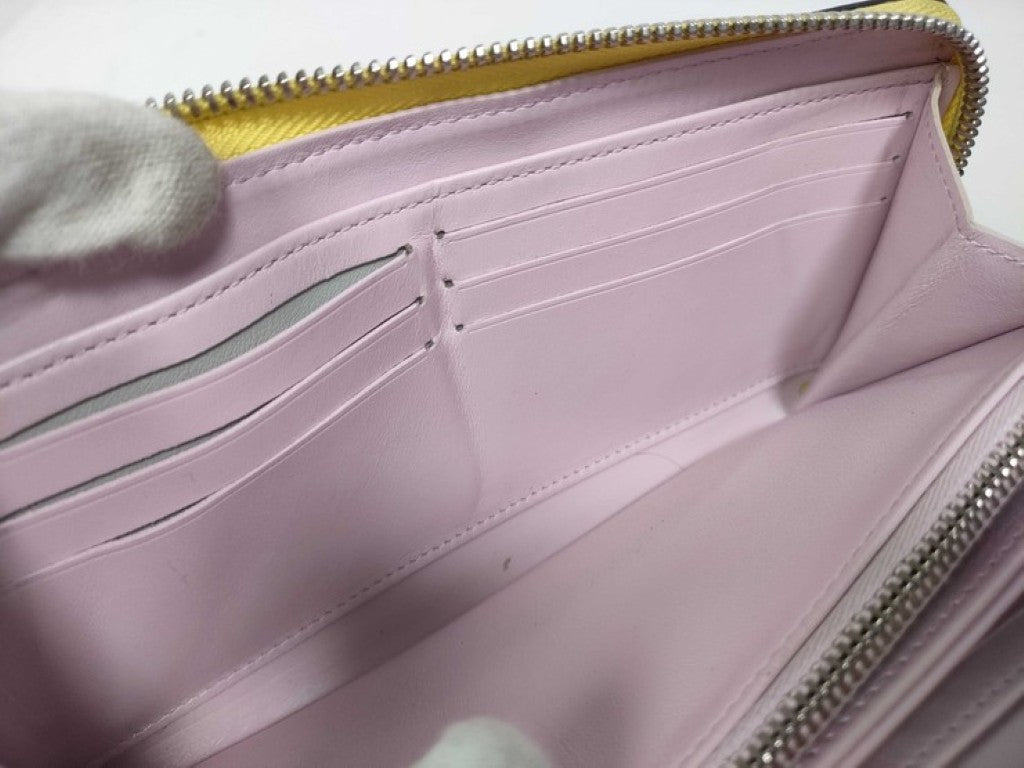 LOUIS VUITTON ルイヴィトン 長財布 ジッピー ウォレット M82501 イエロー系 マヒナ レディース シルバー金具 美品