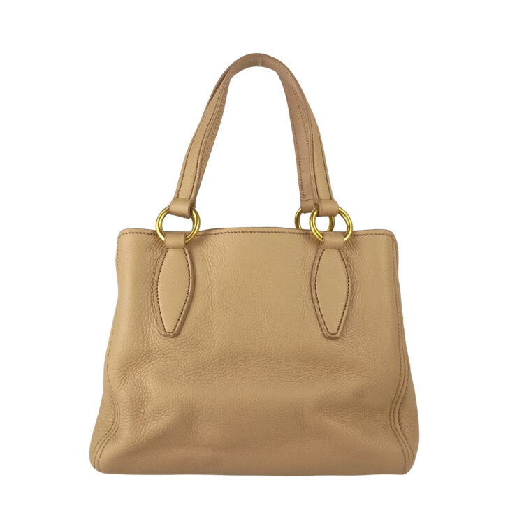 miu miu ミュウミュウ ハンドバッグ ベージュ系 レザー レディース ゴールド金具 美品
