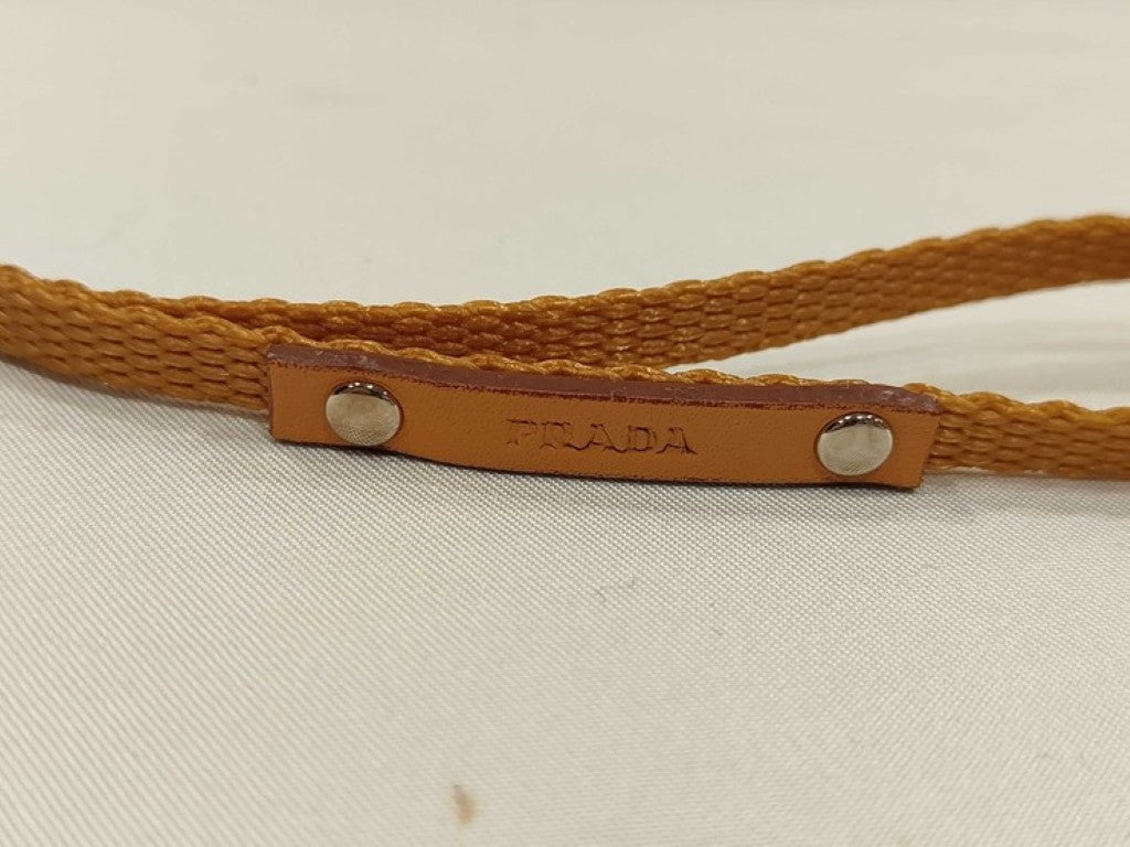 PRADA プラダ ストラップ 携帯ストラップ 1AR101 ブラウン系 ナイロン×レザー ユニセックス 美品