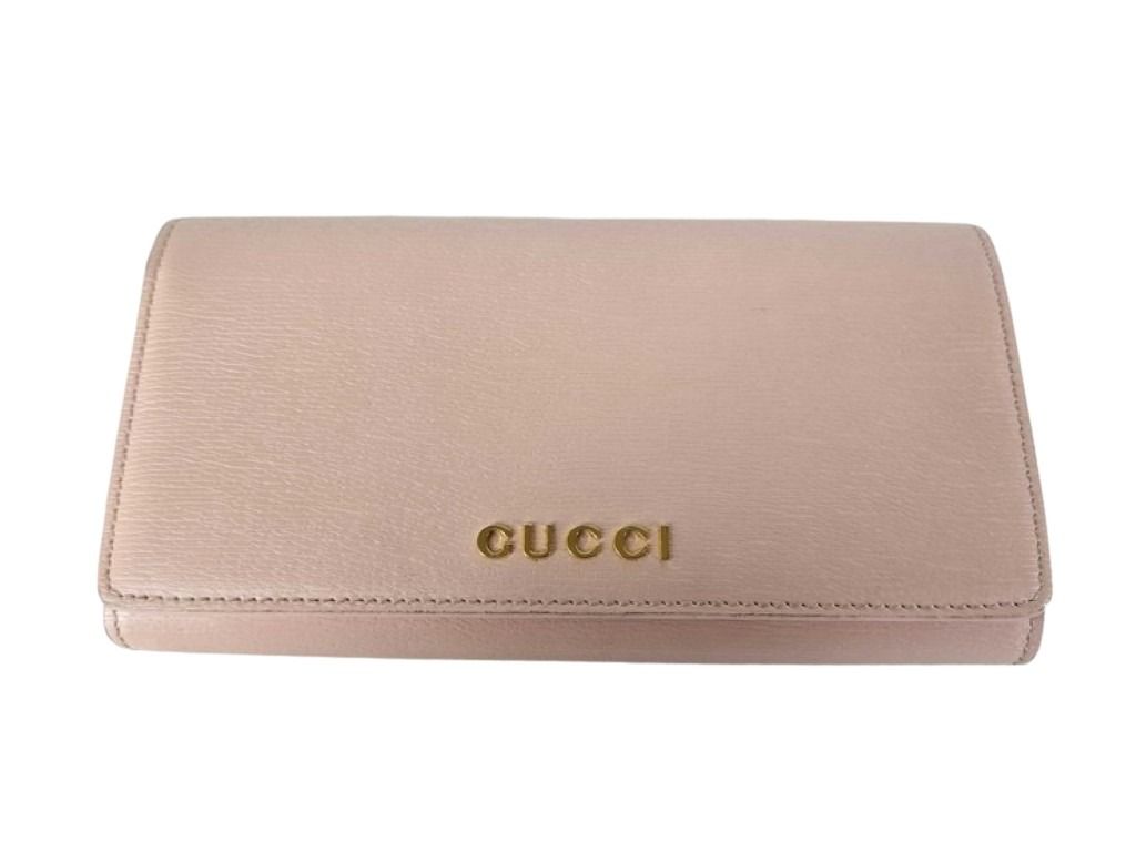 GUCCI グッチ 長財布 772638 ピンク系 レザー レディース 二つ折り ゴールド金具 美品