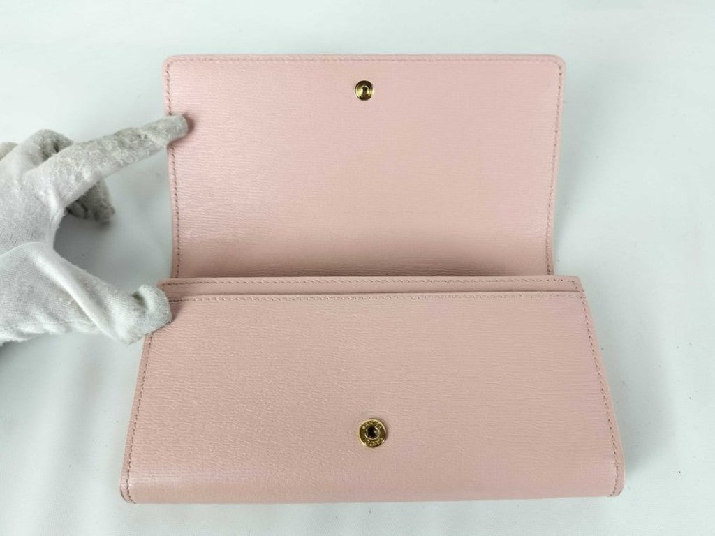 GUCCI グッチ 長財布 772638 ピンク系 レザー レディース 二つ折り ゴールド金具 美品