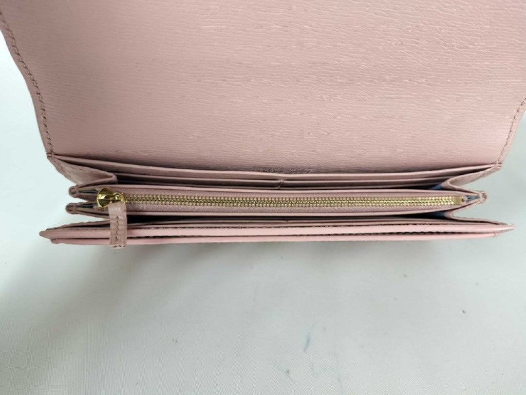GUCCI グッチ 長財布 772638 ピンク系 レザー レディース 二つ折り ゴールド金具 美品