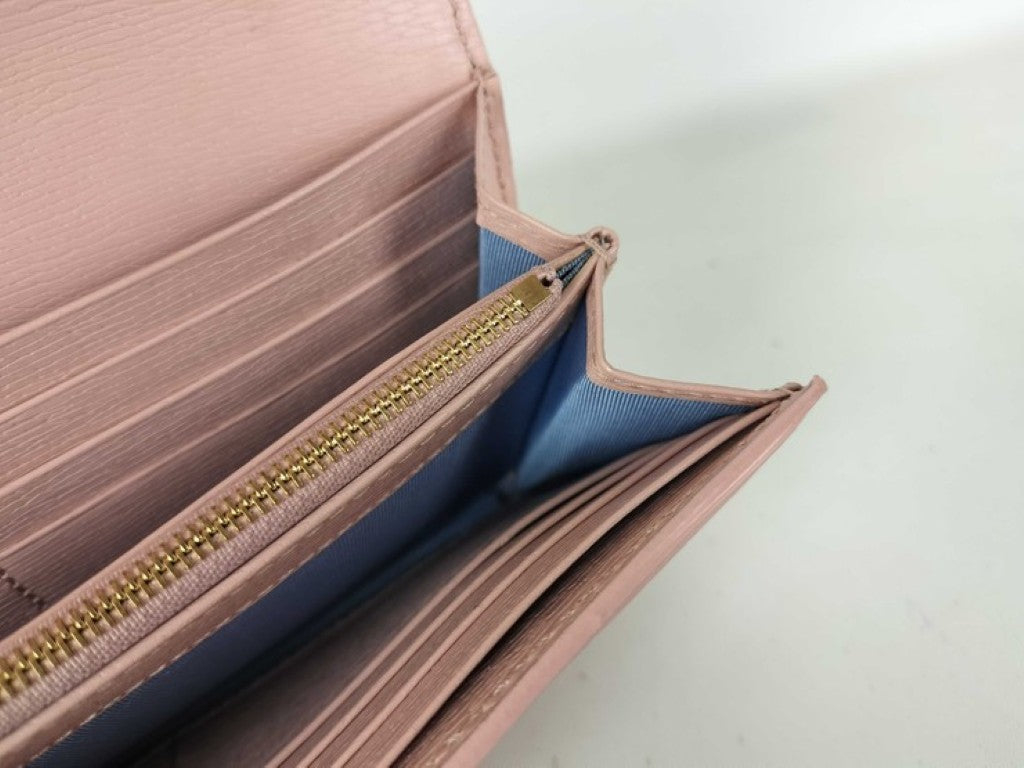 GUCCI グッチ 長財布 772638 ピンク系 レザー レディース 二つ折り ゴールド金具 美品